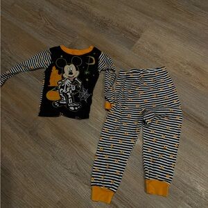 Disney Mickey Mouse Striped Pajama Set - Black and Yellow